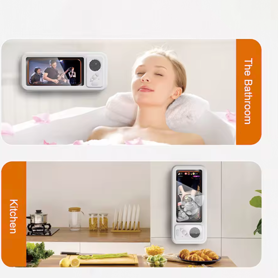 Waterproof Shower Phone Holder with Bluetooth Speaker – Hands-Free Music & Calls